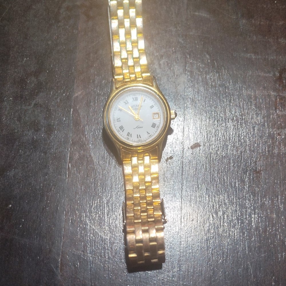 Gold Plated Watch with White Dial Rotary Brand Me